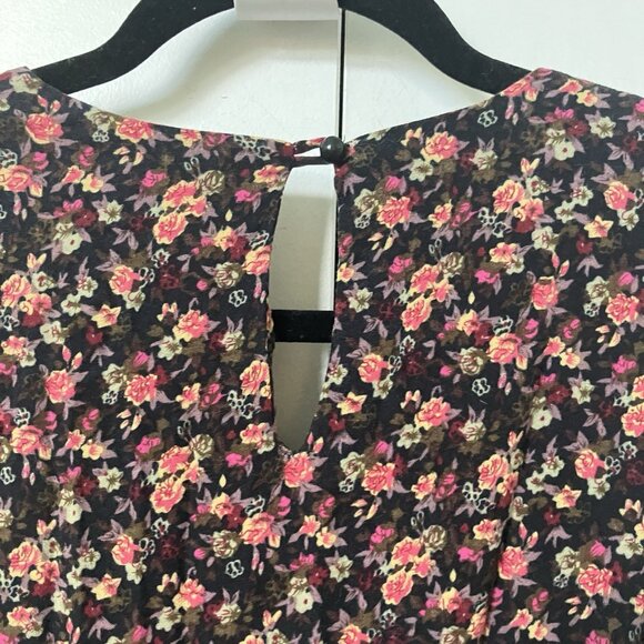 Vintage 90s Floral Jumpsuit Womens Her Rayon Black Pink Grunge Cottagecore - Picture 4 of 13